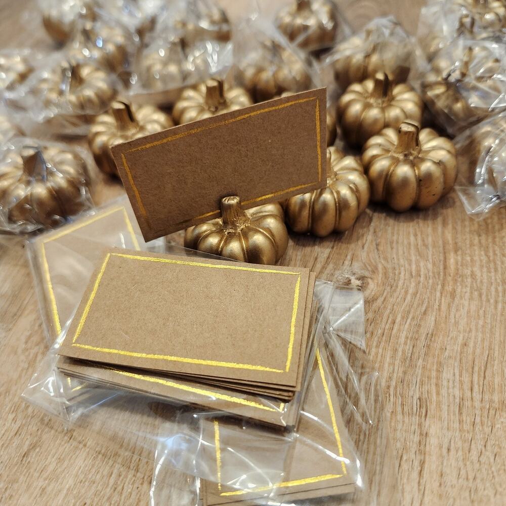 Kate Aspen Fall Decor Mini Gold Pumpkin Place Card Holder Set of 28 Wedding
